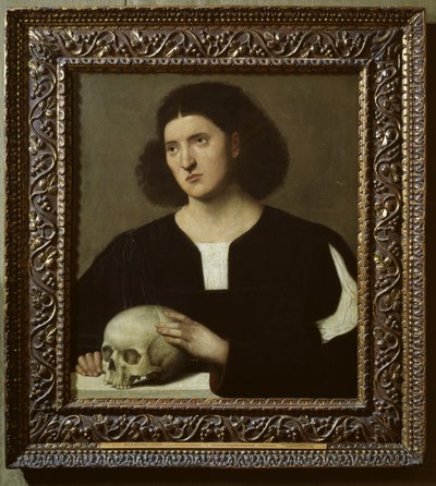 Portrait of a Young Man with a Skull by Bernardino Licinio
